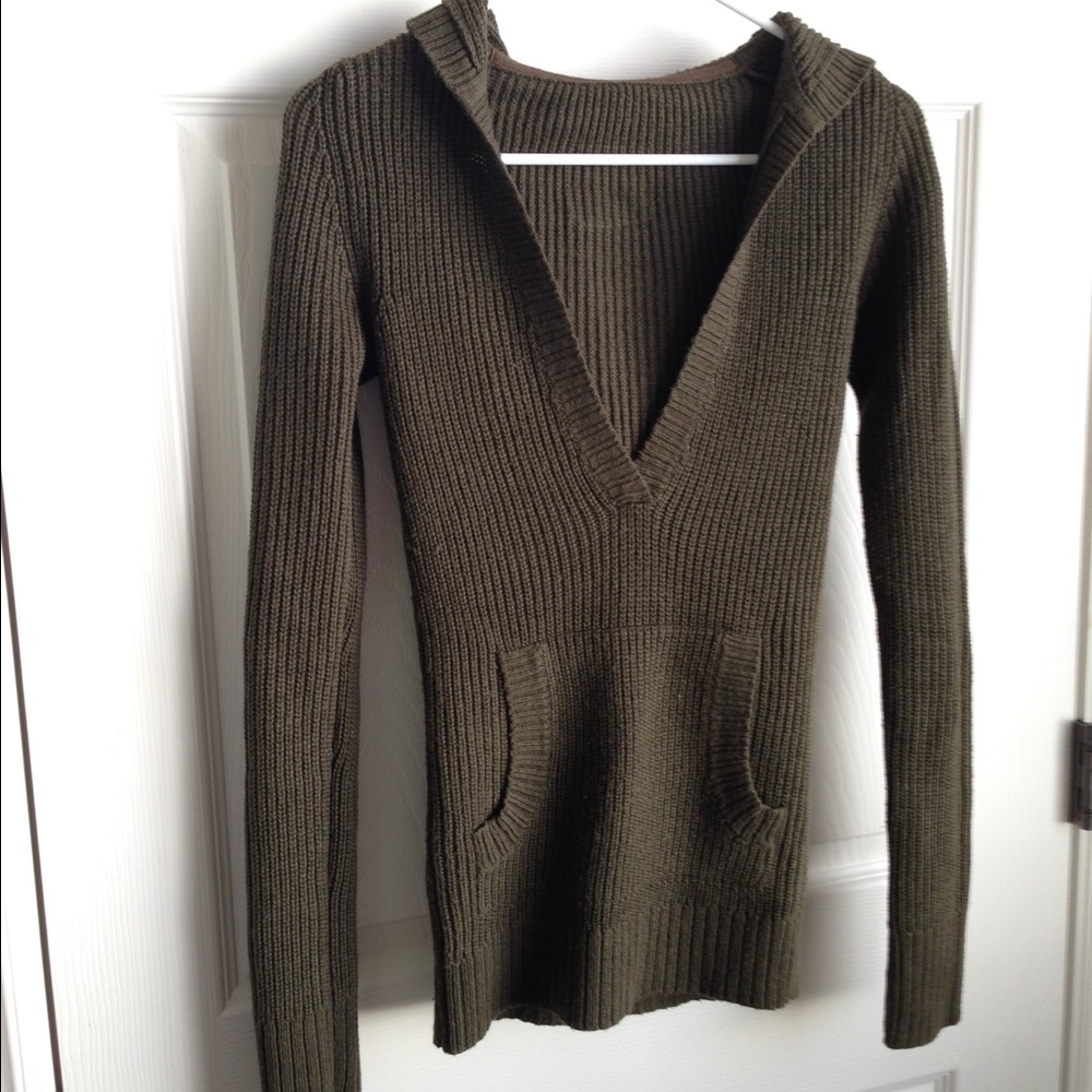 Brown hooded knit sweater
